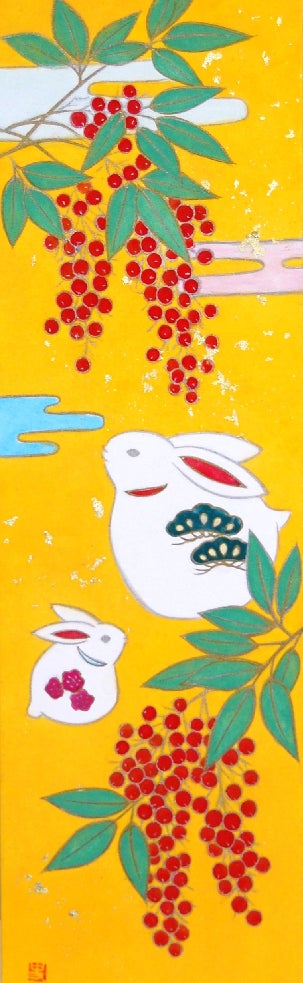 荒瀬史代「二〇二三・癸卯」 （日本画、33,3×10cm、パネルのみ、箱あり ）　 14,300円