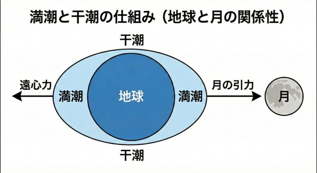 満潮と干潮の仕組み（地球と月の関係性）