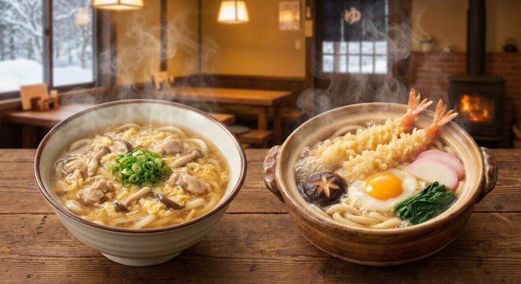 温かくて美味しいあんかけうどん・鍋焼きうどん