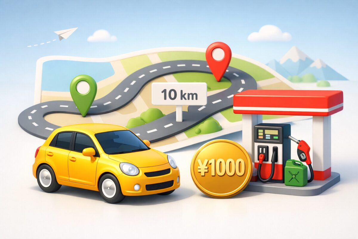 ガソリン1000円分でどのくらい走れる?距離の目安と賢い給油タイミング