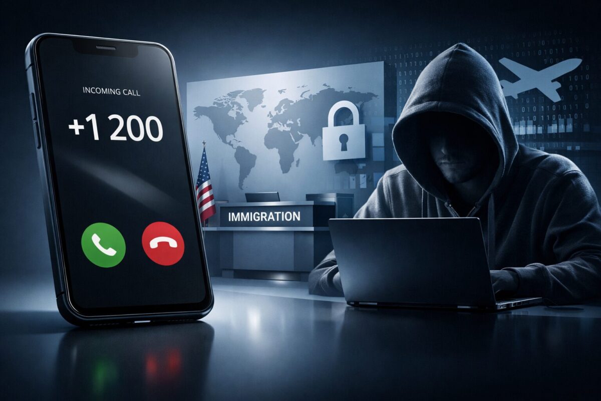 +1 200から始まる電話番号はどこの国？入国管理局を騙る詐欺の正体と対処法