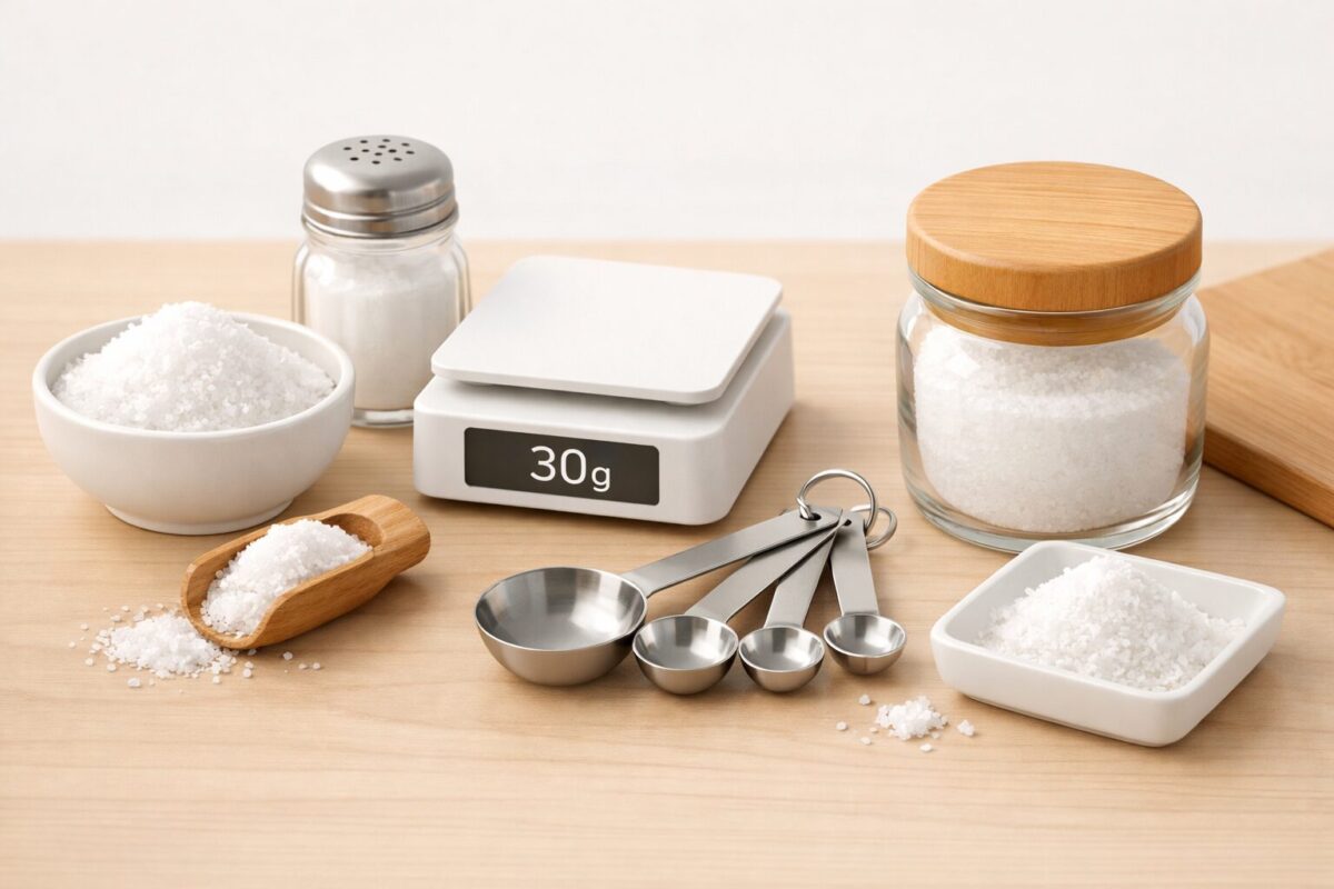 塩30gは大さじ何杯?「グラム↔計量器換算」ツールと種類別換算早見表【測り方のコツも】