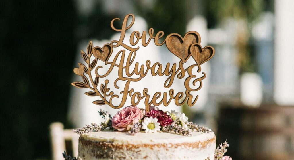 ケーキトッパーで「Mr. & Mrs.」を演出