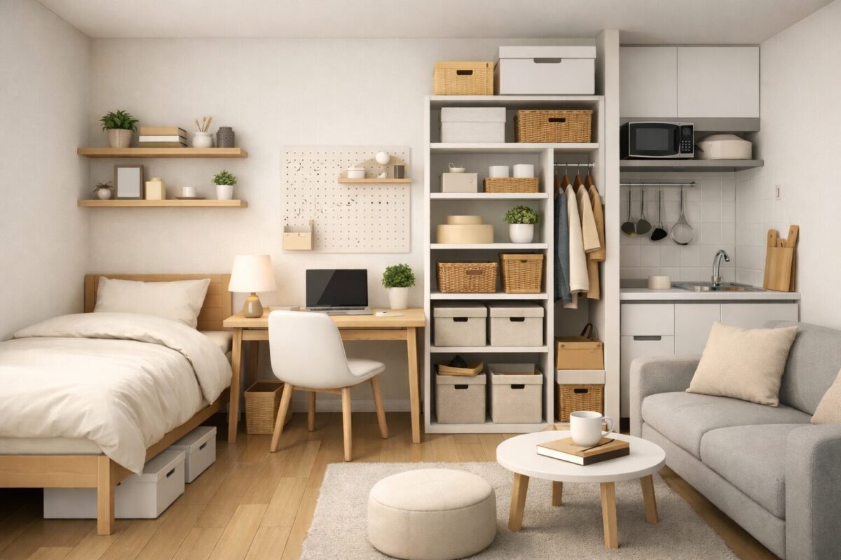 狭い部屋でも快適！一人暮らしの片付け術と収納アイデア【ワンルーム・1K】