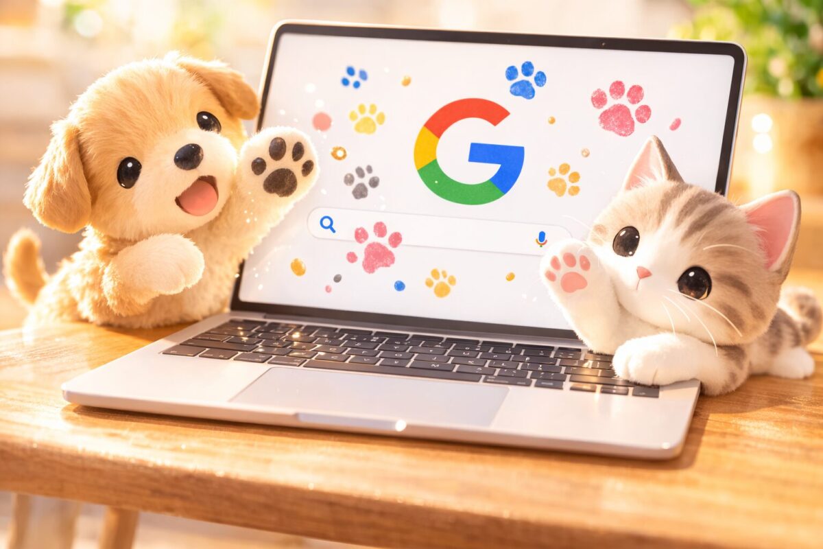 Google隠しコマンド「犬」「猫」のやり方!肉球スタンプで癒やされる裏技