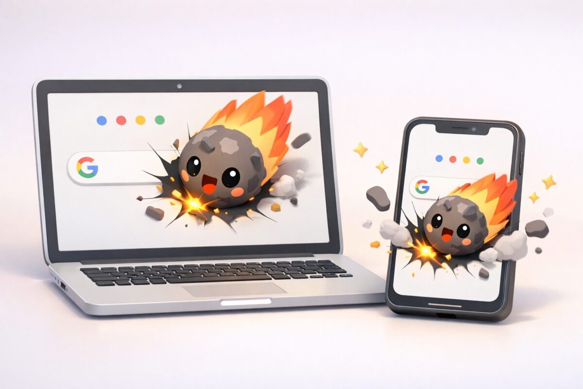 【簡単】Googleで隕石が落ちる隠しコマンドのやり方!スマホ・PC対応