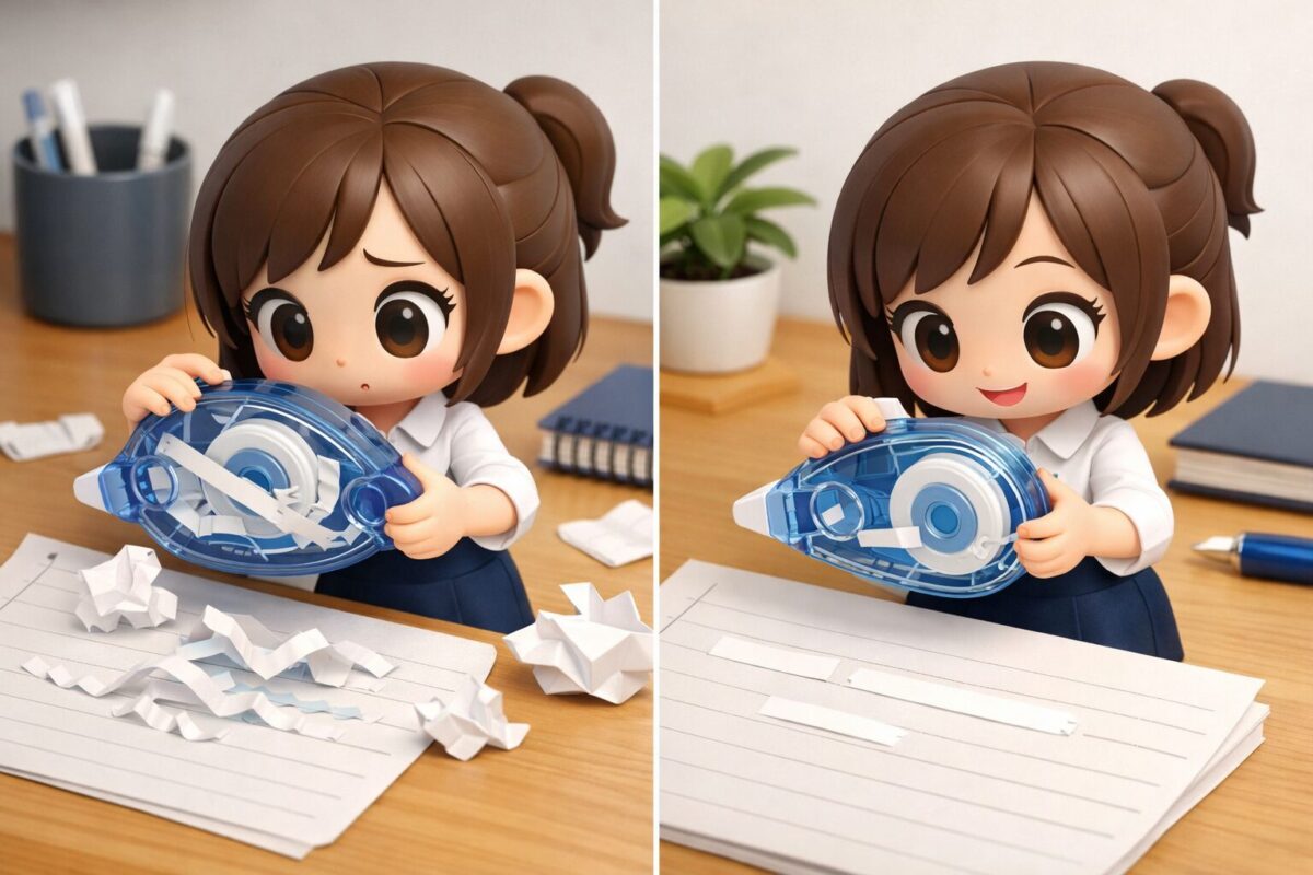 修正テープの「たるみ」や「ずれ」を一瞬で直す方法！原因と正しい使い方も解説
