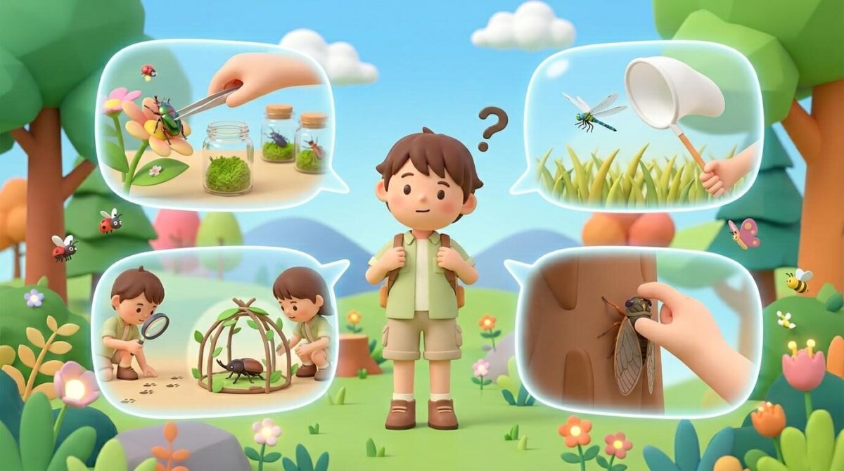 【例文あり】「虫をとる」の漢字はどれ？採る・捕る・獲る・取るの使い分けを解説