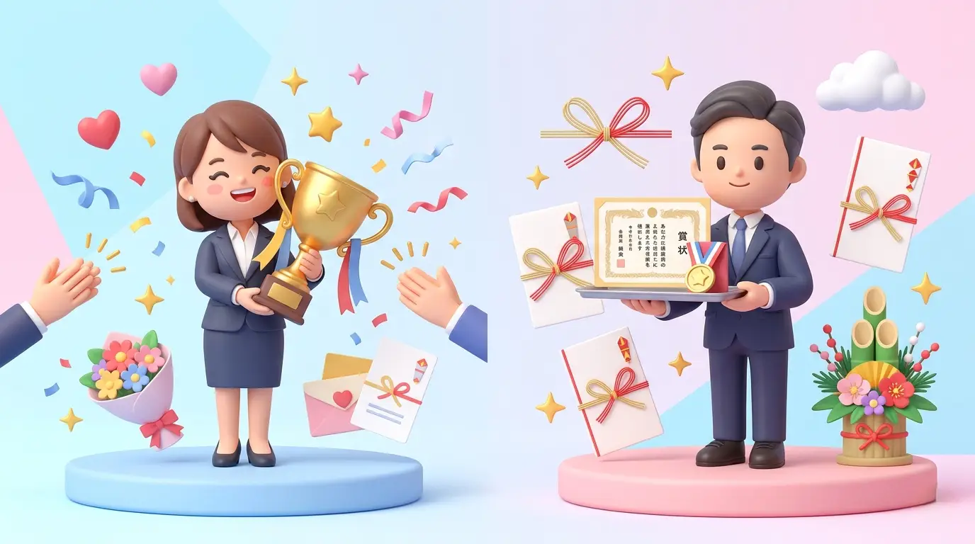 【例文あり】「受賞」と「授賞」の違いとは？正しい意味とビジネスでの使い方・お祝いマナー