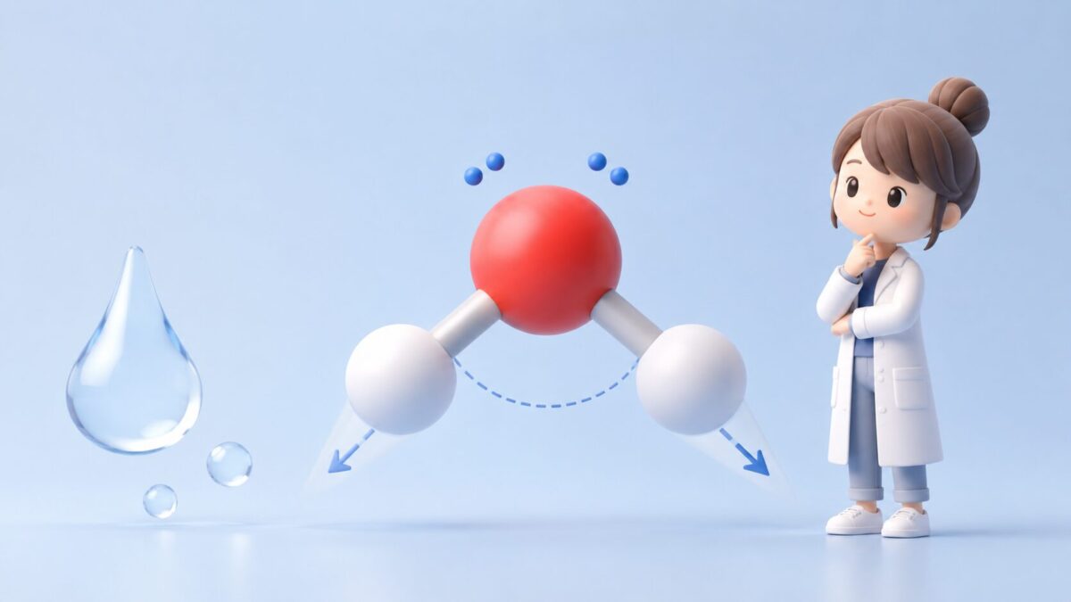 H2O(水)の構造式・電子式・形・極性を完全解説!なぜ折れ線型なのか?