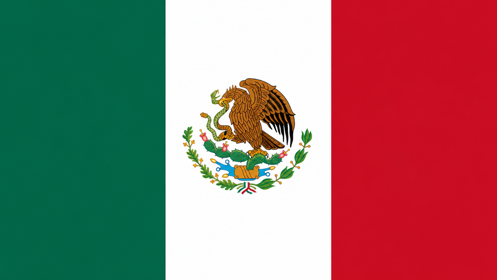 メキシコ国旗（真ん中に鷲と蛇の印象的なマーク）