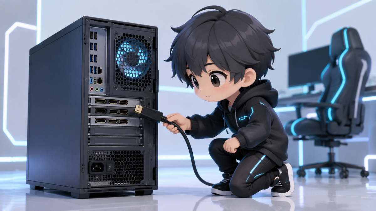 【解決】ゲーミングPCのDisplayPortはどこに挿す？端子の探し方と映らない時の対処法