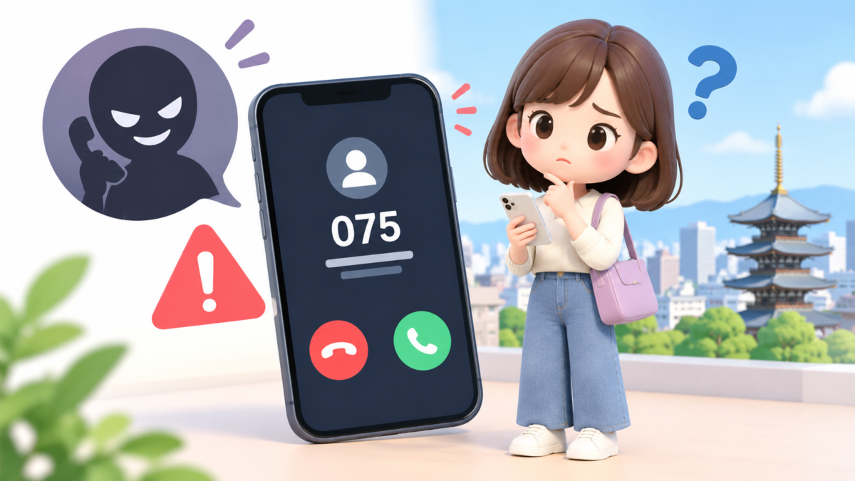 市外局番075で始まる電話番号はどこから?迷惑電話の着信?見分け方と安全な対処法
