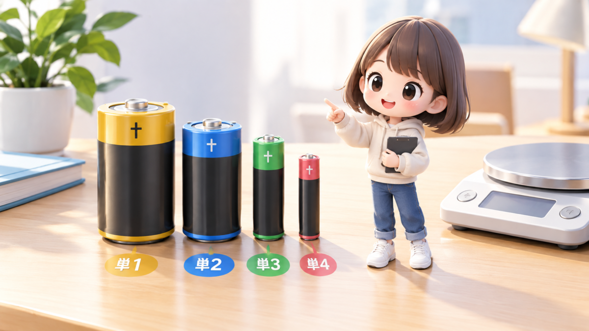 乾電池の重さはどれくらい？単1・単2・単3・単4の重量比較と用途別の選び方