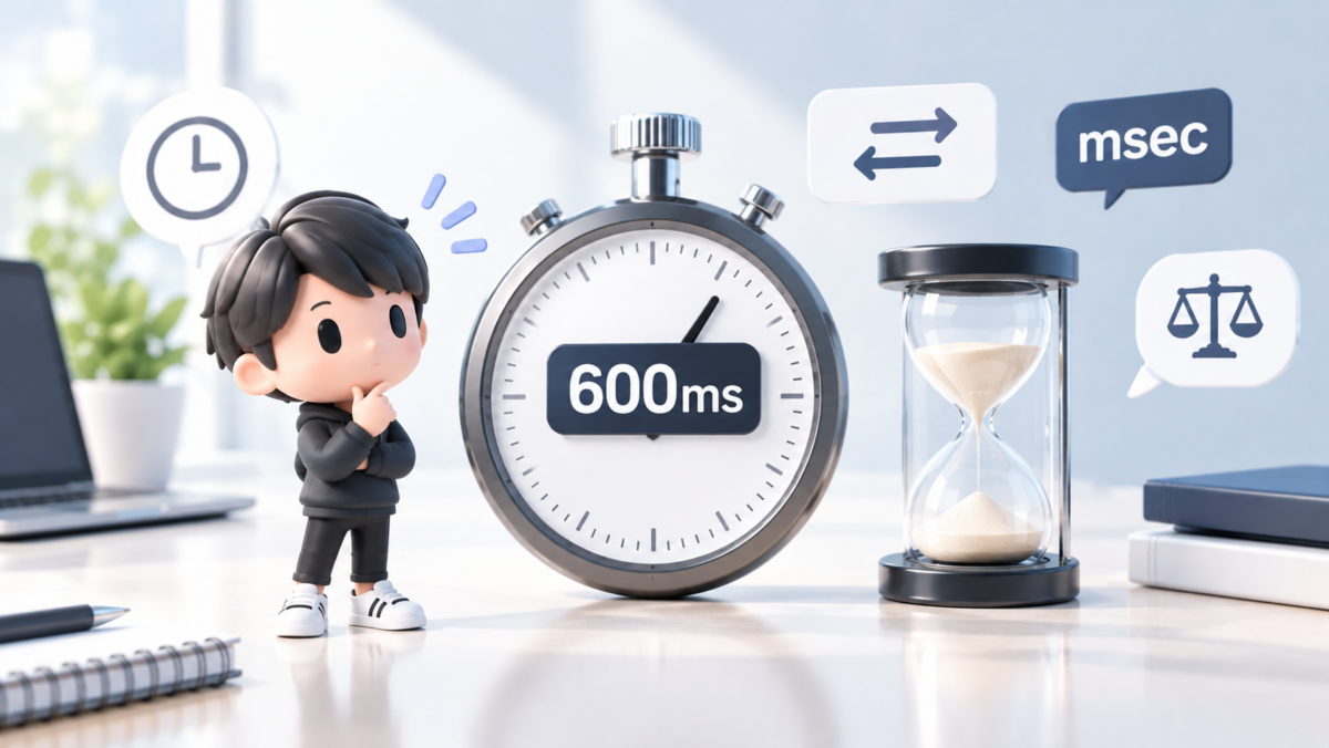 600msは何秒？答えは0.6秒｜ミリ秒から秒への変換方法と早見表