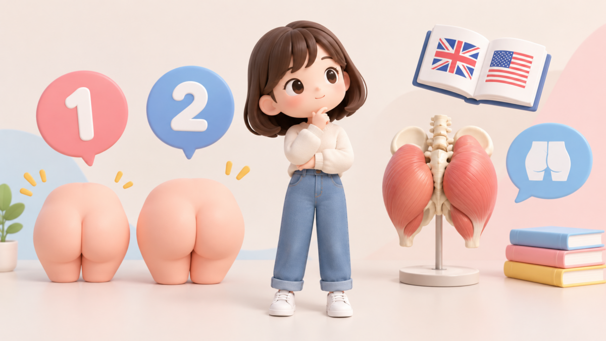 お尻の数え方は1つ?2つ?正しい単位(助数詞)と英語・解剖学での違い